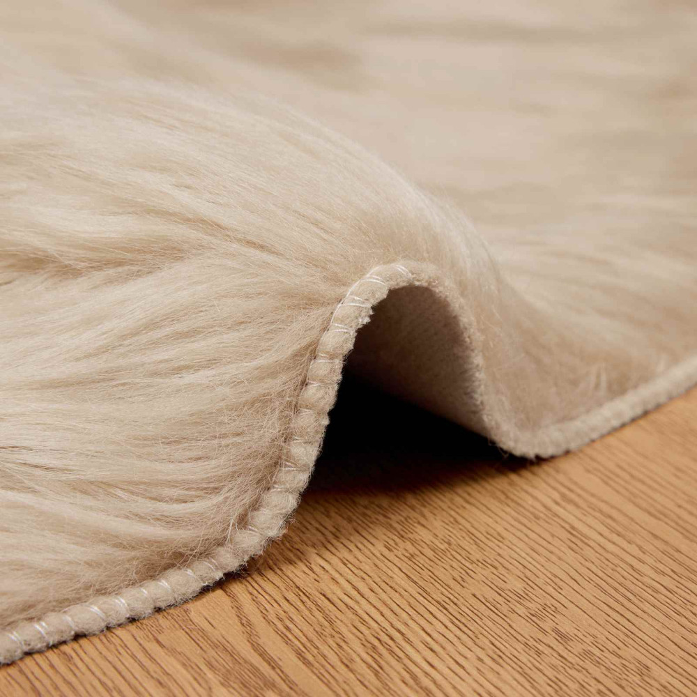 Produktbild för Fuskfäll matta TAFALLA Beige Ø 200 cm Polyester