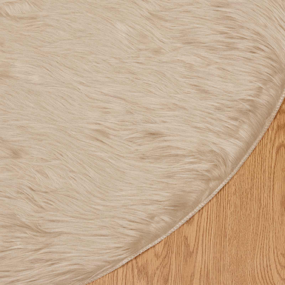 Produktbild för Fuskfäll matta TAFALLA Beige Ø 200 cm Polyester