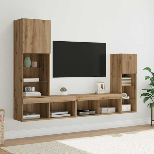 vidaXL TV Vägg Enheter 4 pcs Artisan Ek Konstruerat trä