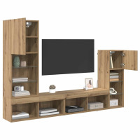 Produktbild för TV Vägg Enheter 4 pcs Artisan Ek Konstruerat trä