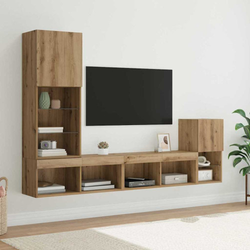 vidaXL TV Vägg Enheter 4 pcs Artisan Ek Konstruerat trä