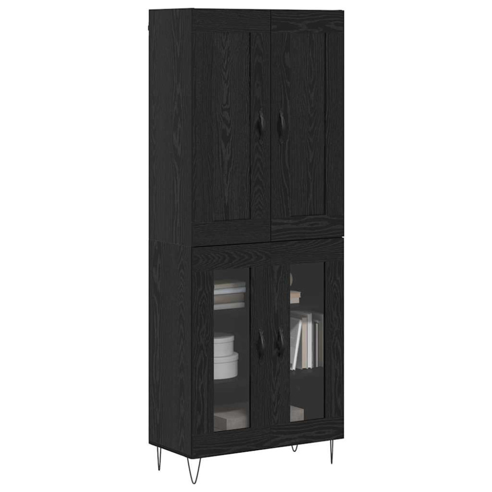 Produktbild för Skåp Svart Ek 69,5 x 34 x 180 cm Konstruerat trä