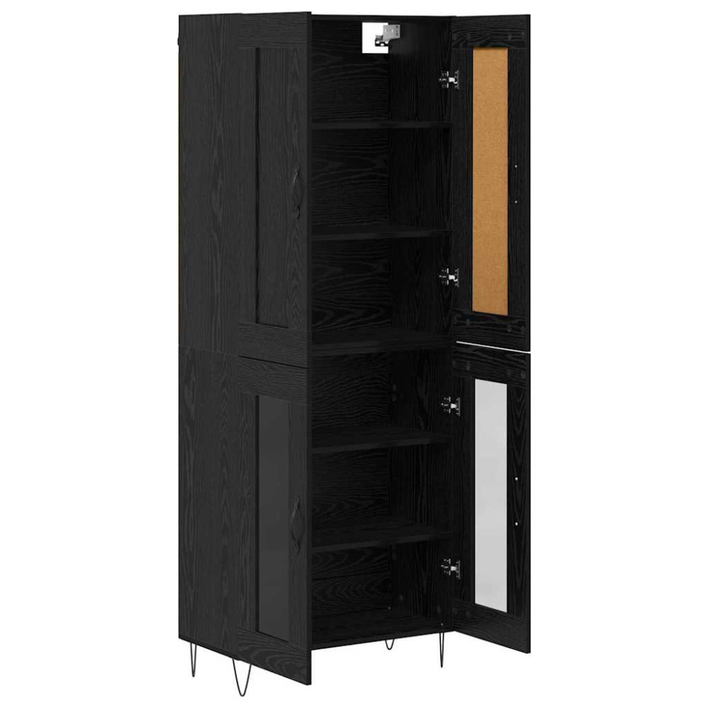 Produktbild för Skåp Svart Ek 69,5 x 34 x 180 cm Konstruerat trä