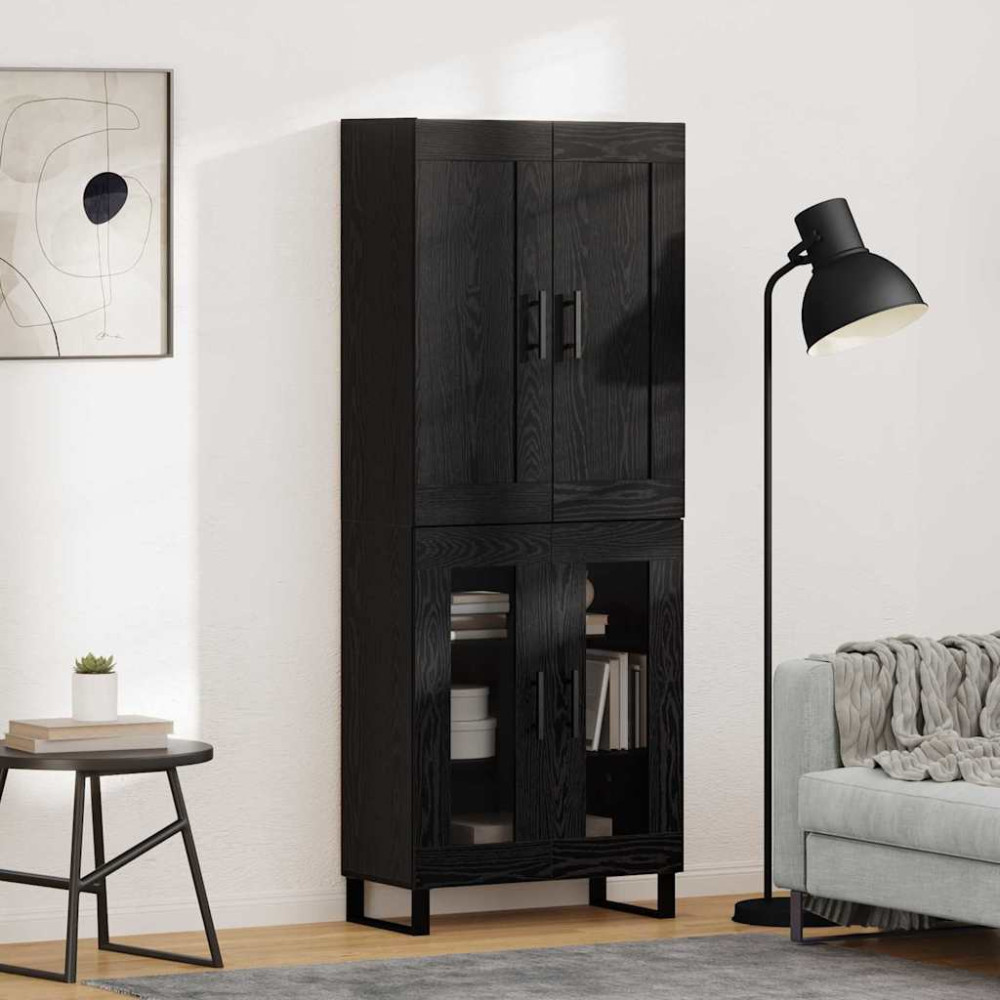 Produktbild för Skåp Svart Ek 69,5 x 34 x 180 cm Konstruerat trä