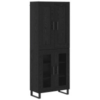 Produktbild för Skåp Svart Ek 69,5 x 34 x 180 cm Konstruerat trä