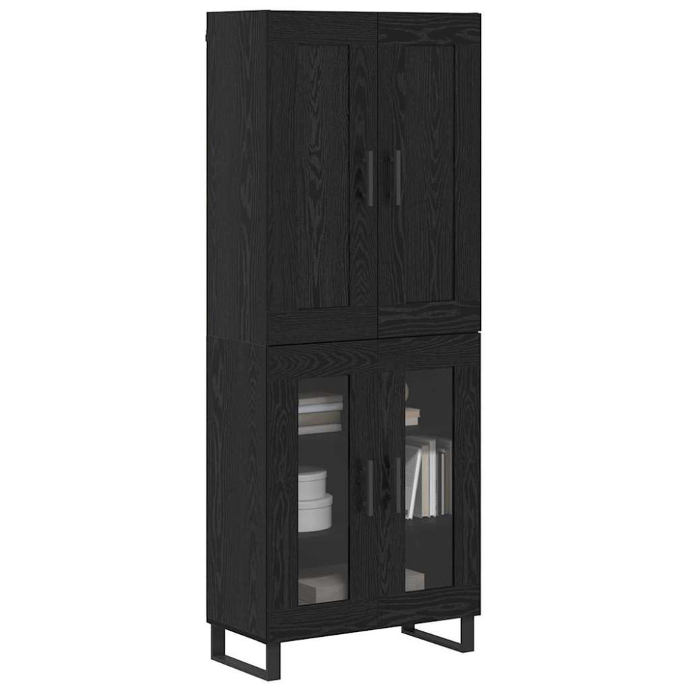 Produktbild för Skåp Svart Ek 69,5 x 34 x 180 cm Konstruerat trä