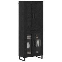 Produktbild för Skåp Svart Ek 69,5 x 34 x 180 cm Konstruerat trä