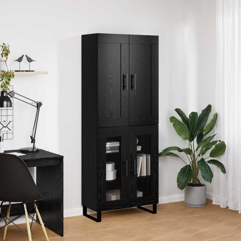 Produktbild för Skåp Svart Ek 69,5 x 34 x 180 cm Konstruerat trä