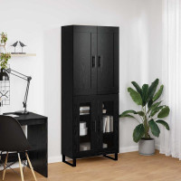 Produktbild för Skåp Svart Ek 69,5 x 34 x 180 cm Konstruerat trä