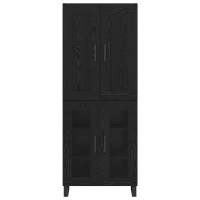 Produktbild för Skåp Svart Ek 69,5 x 34 x 180 cm Konstruerat trä