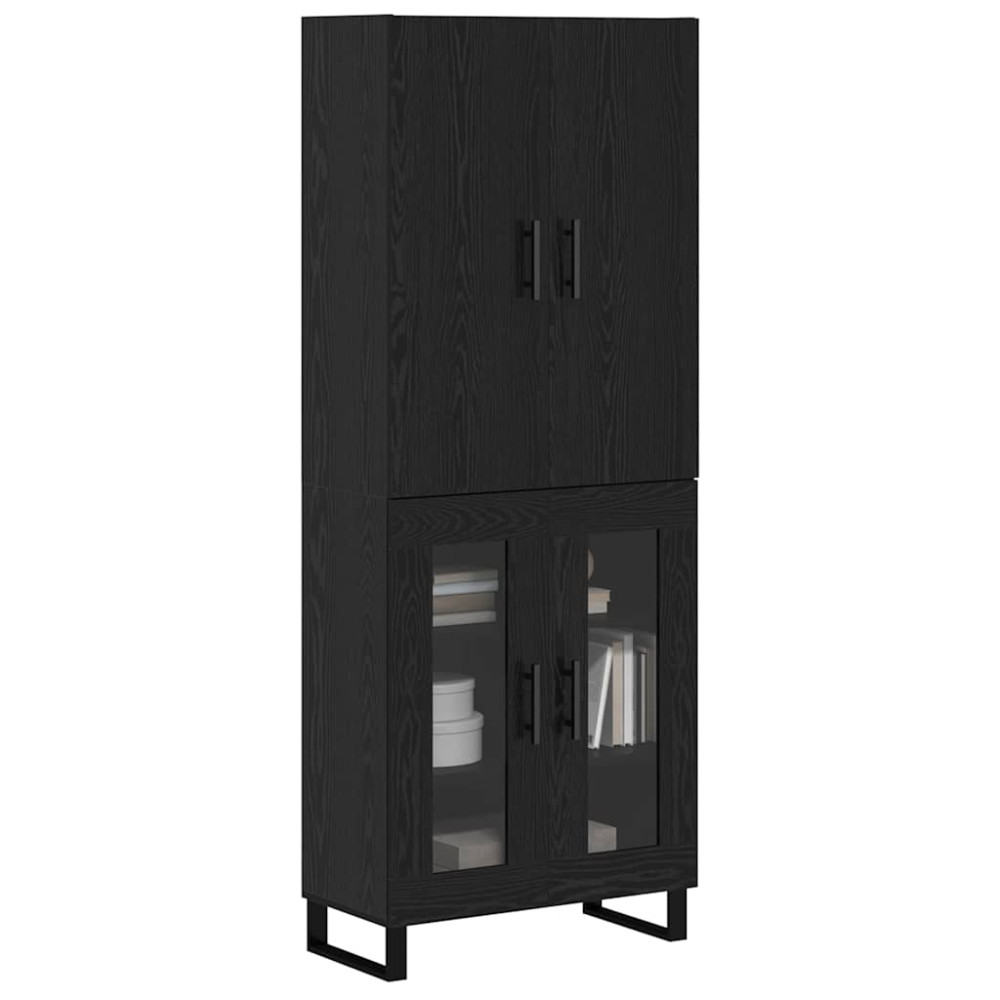 Produktbild för Skåp 2 pcs Svart Ek 69,5 x 34 x 180 cm Konstruerat trä och glas