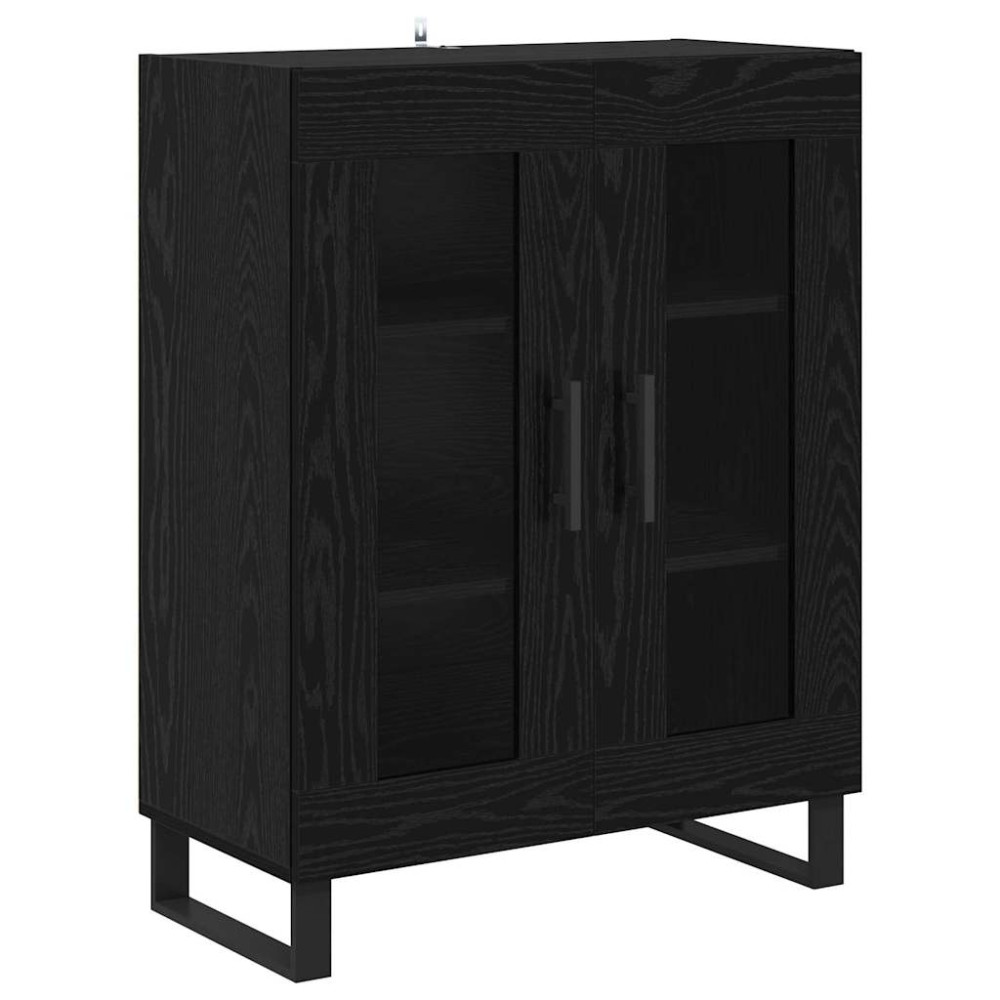 Produktbild för Skåp 2 pcs Svart Ek 69,5 x 34 x 180 cm Konstruerat trä och glas