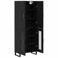 Produktbild för Skåp 2 pcs Svart Ek 69,5 x 34 x 180 cm Konstruerat trä och glas