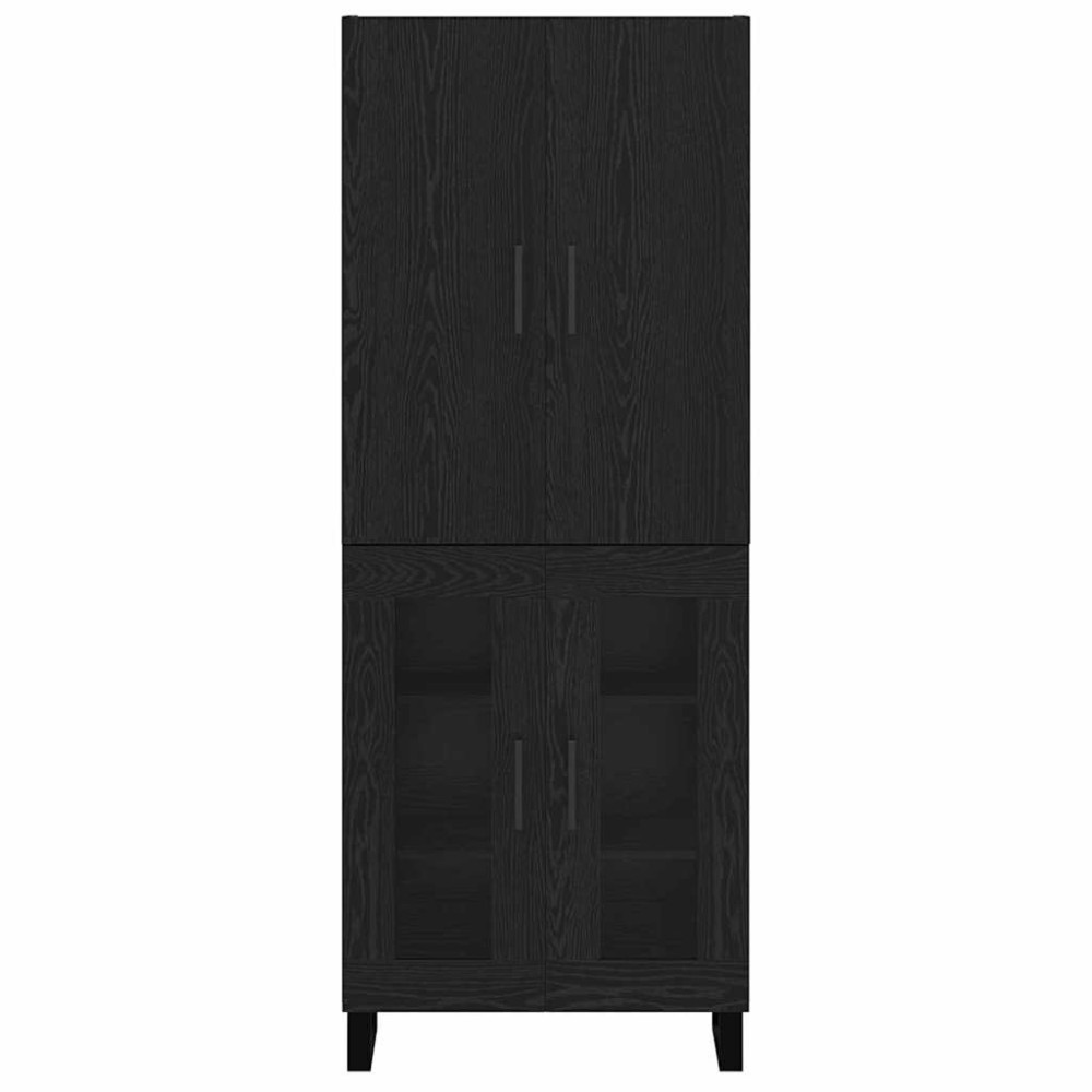 Produktbild för Skåp 2 pcs Svart Ek 69,5 x 34 x 180 cm Konstruerat trä och glas