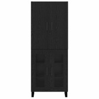 Produktbild för Skåp 2 pcs Svart Ek 69,5 x 34 x 180 cm Konstruerat trä och glas