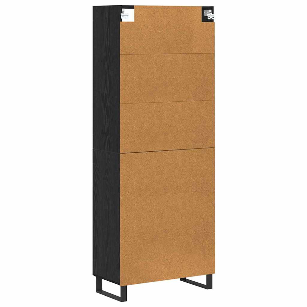 Produktbild för Skåp 2 pcs Svart Ek 69,5 x 34 x 180 cm Konstruerat trä och glas