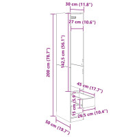 Produktbild för Garderob med låda Svart Ek 50 x 30 x 200 cm Konstruerat trä
