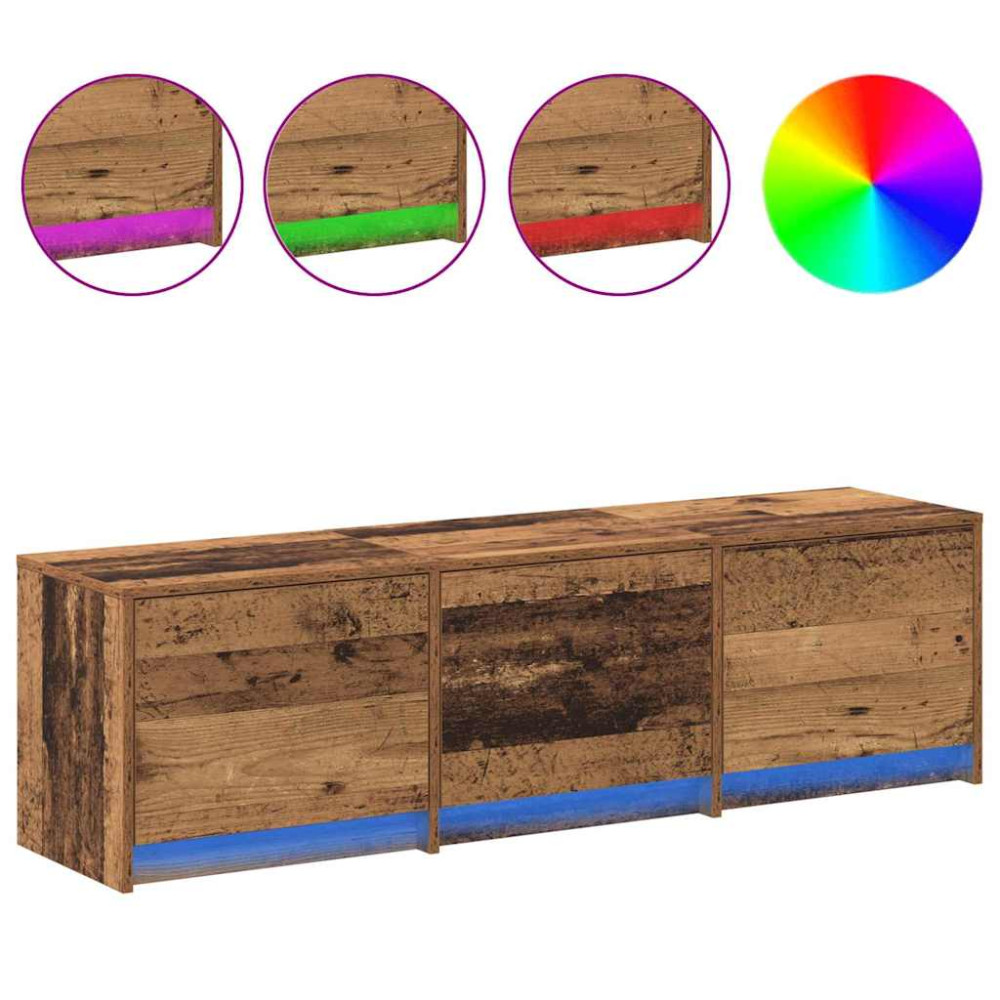 Produktbild för TV-bänk med LED Gammalt trä 140 x 34 x 40 cm Konstruerat trä