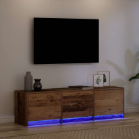 Produktbild för TV-bänk med LED Gammalt trä 140 x 34 x 40 cm Konstruerat trä