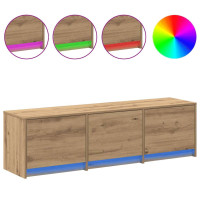 Produktbild för TV-bänk med LED Artisan Ek 140 x 34 x 40 cm Konstruerat trä