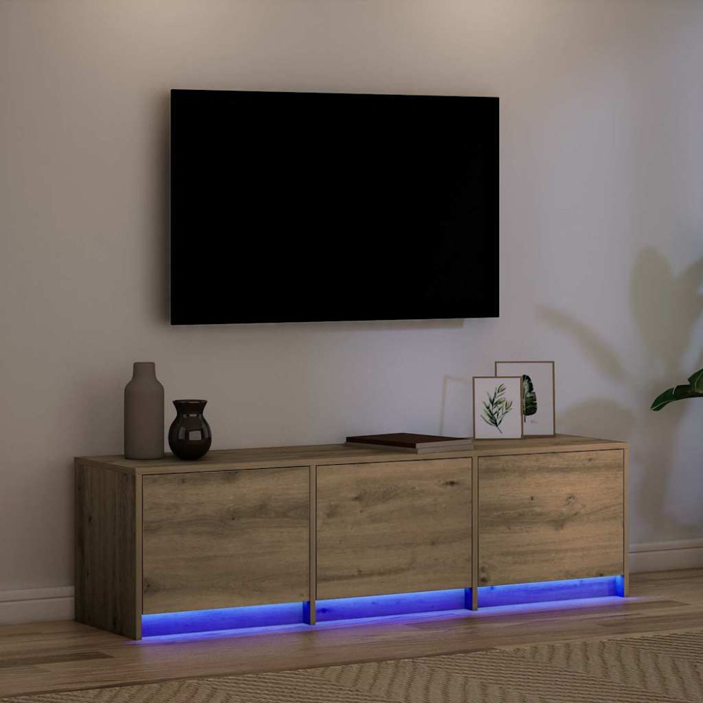 Produktbild för TV-bänk med LED Artisan Ek 140 x 34 x 40 cm Konstruerat trä