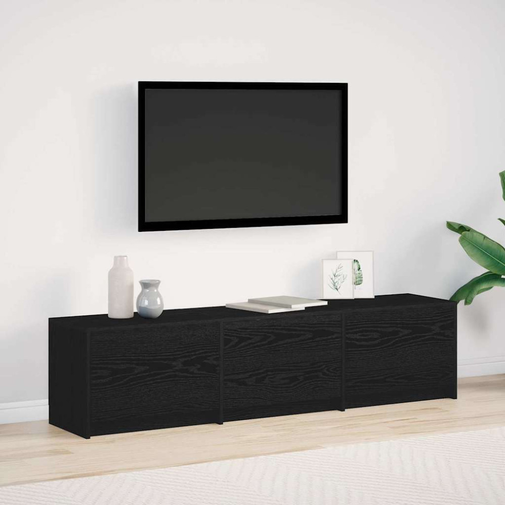 Produktbild för TV-bänk med LED Svart Ek 165 x 34 x 40 cm Konstruerat trä