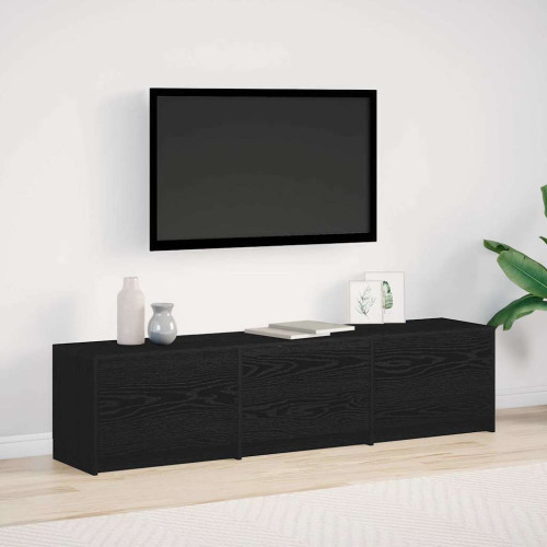 vidaXL TV-bänk med LED Svart Ek 165 x 34 x 40 cm Konstruerat trä