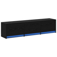 Produktbild för TV-bänk med LED Svart Ek 165 x 34 x 40 cm Konstruerat trä