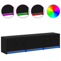 Produktbild för TV-bänk med LED Svart Ek 165 x 34 x 40 cm Konstruerat trä