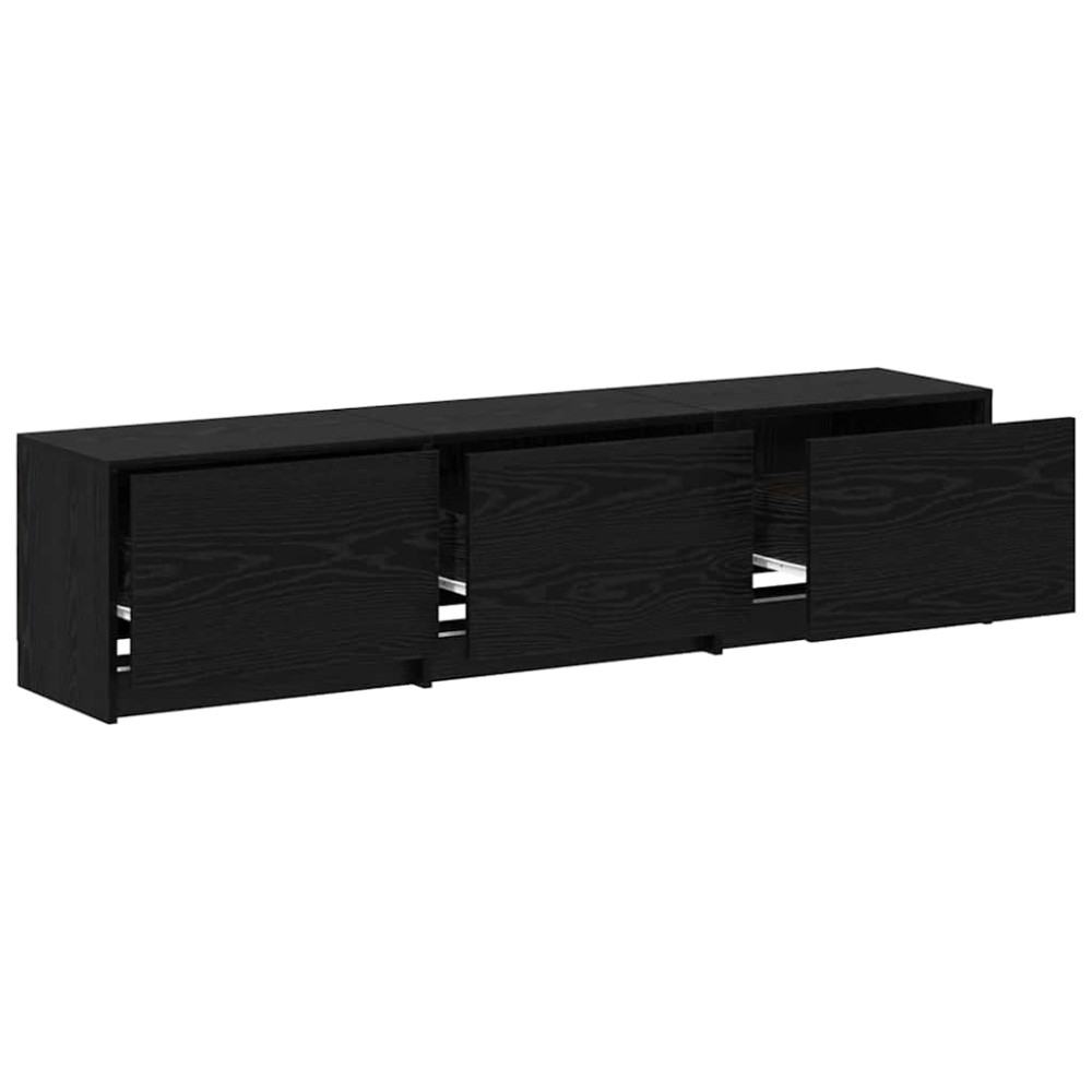 Produktbild för TV-bänk med LED Svart Ek 165 x 34 x 40 cm Konstruerat trä