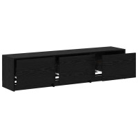 Produktbild för TV-bänk med LED Svart Ek 165 x 34 x 40 cm Konstruerat trä