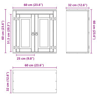 Produktbild för Skåp SKI HonungsBrun 60 x 32 x 60 cm Massiv furu