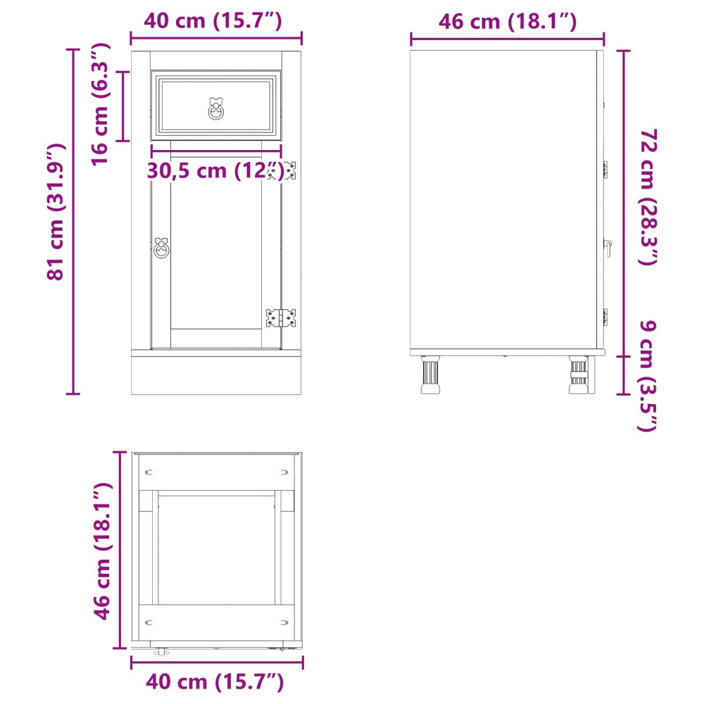 Produktbild för Skåp SKI HonungsBrun 40 x 46 x 81,5 cm Massiv furu