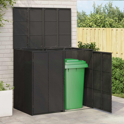 vidaXL Avfallshink Box 2 pcs Svart 130 x 80 x 115 cm polyeten