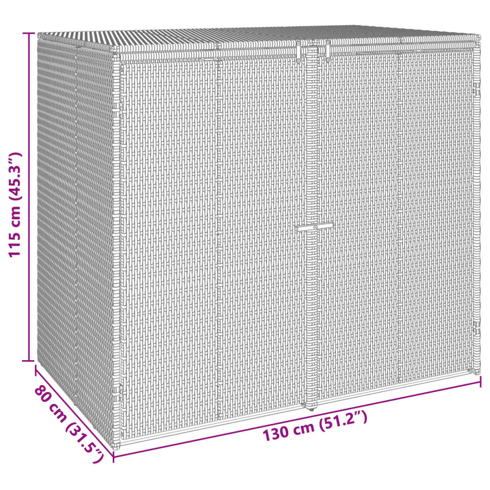 Produktbild för Avfallshink Box 2 pcs Svart 130 x 80 x 115 cm polyeten