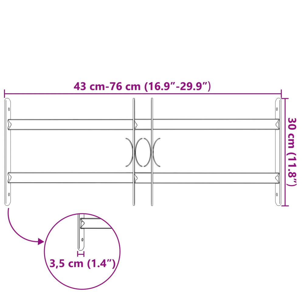 Produktbild för Fönstergaller 76 x 30 cm Pulverlackerat stål Svart