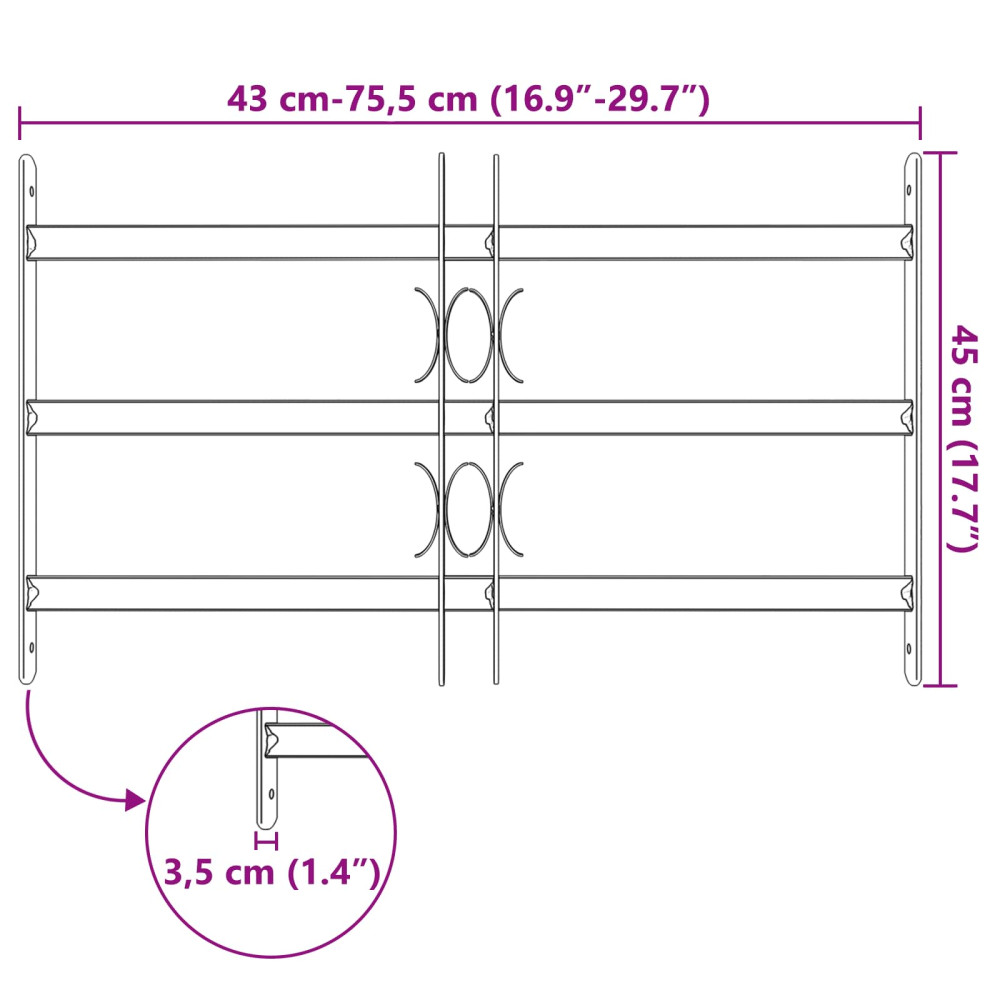 Produktbild för Fönstergaller 75.5 x 45 cm Pulverlackerat stål Svart