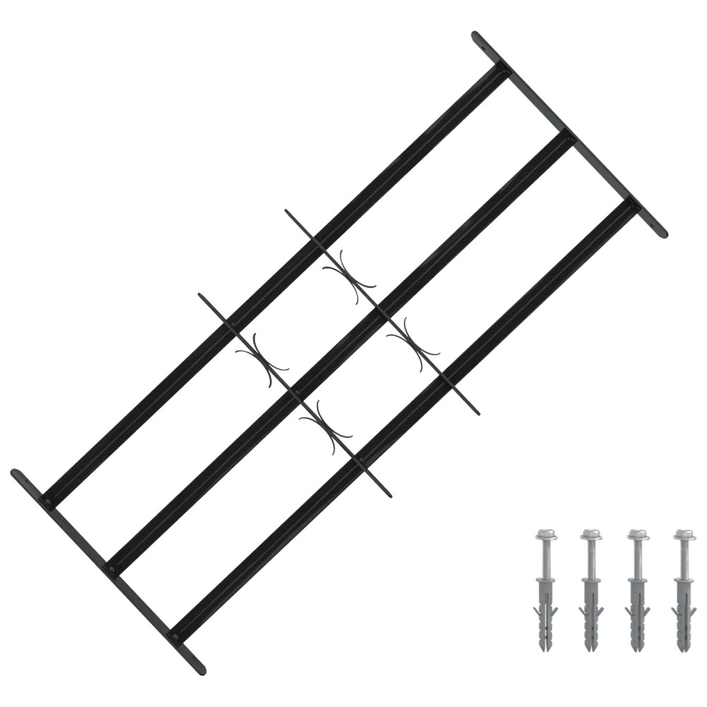 Produktbild för Fönstergaller 116 x 45 cm Pulverlackerat stål Svart