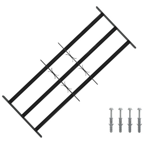 vidaXL Fönstergaller 116 x 45 cm Pulverlackerat stål Svart
