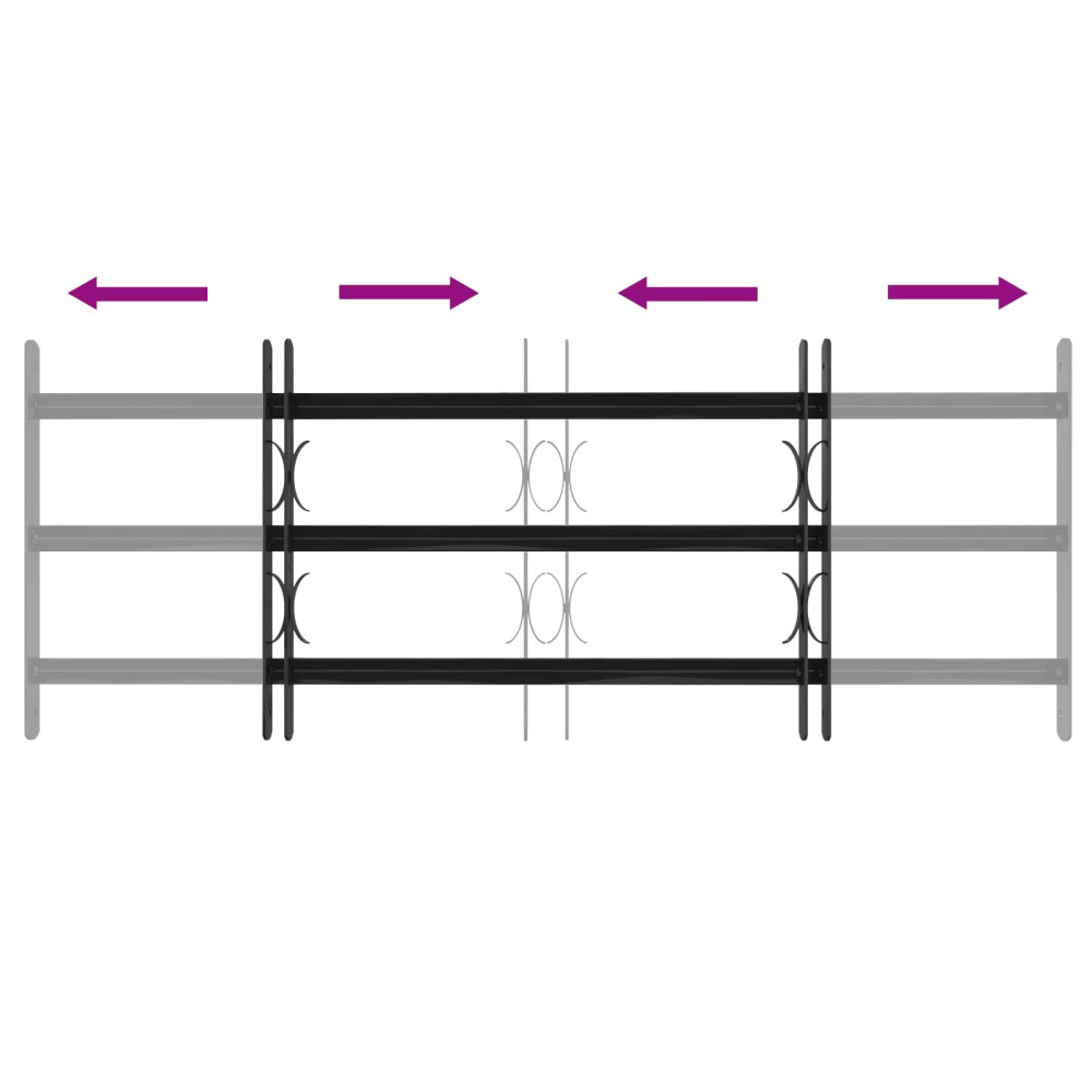 Produktbild för Fönstergaller 116 x 45 cm Pulverlackerat stål Svart
