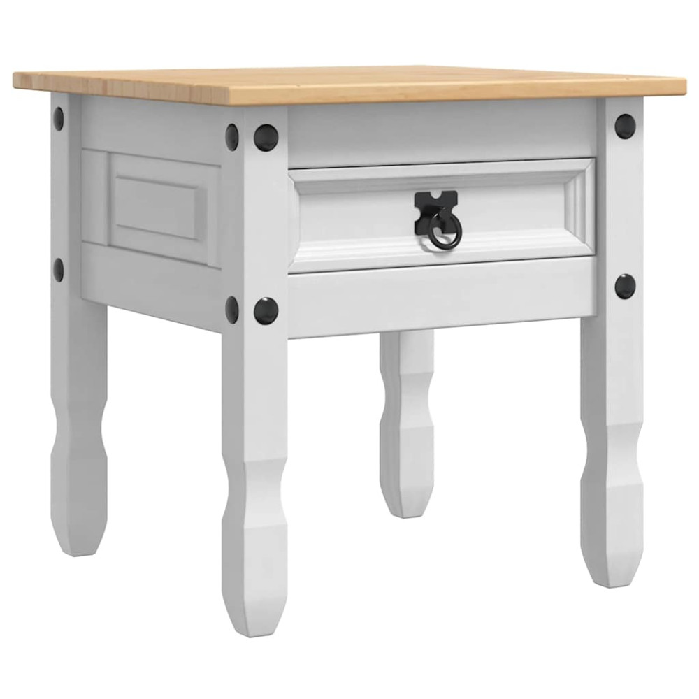Produktbild för Sidobord med låda Corona Vit 50 x 50 x 50 cm Massiv furu
