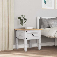 Produktbild för Sidobord med låda Corona Vit 50 x 50 x 50 cm Massiv furu