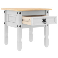 Produktbild för Sidobord med låda Corona Vit 50 x 50 x 50 cm Massiv furu