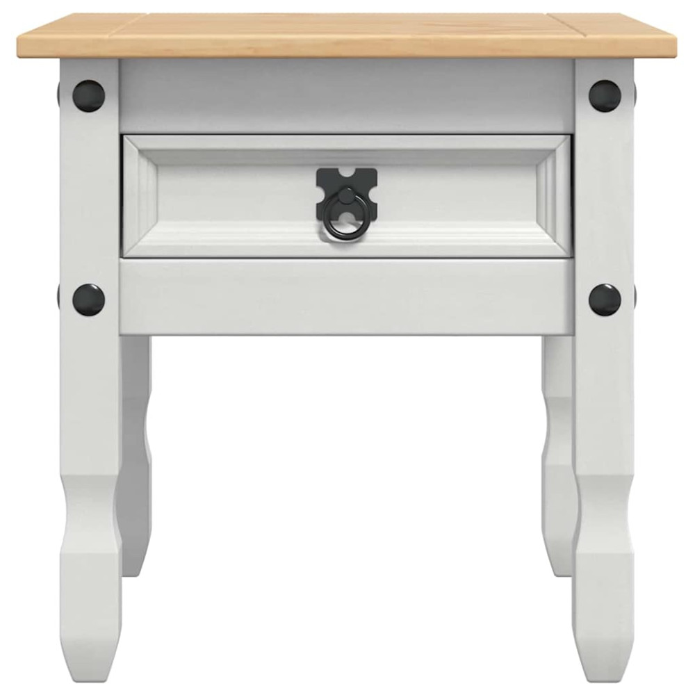 Produktbild för Sidobord med låda Corona Vit 50 x 50 x 50 cm Massiv furu