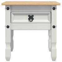 Produktbild för Sidobord med låda Corona Vit 50 x 50 x 50 cm Massiv furu