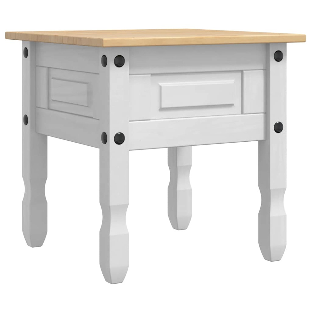 Produktbild för Sidobord med låda Corona Vit 50 x 50 x 50 cm Massiv furu