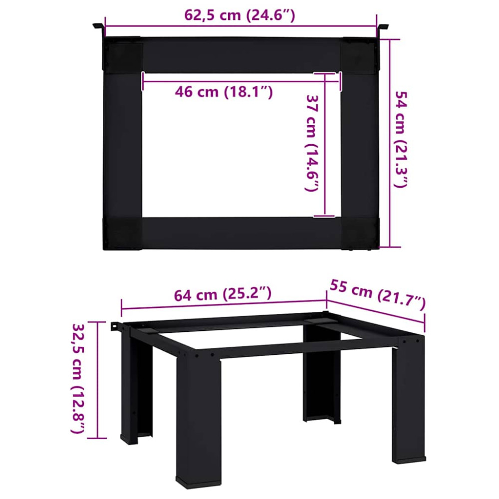 Produktbild för Tvättmaskin Pedestal Svart 64 x 55 x 32,5 cm Stål