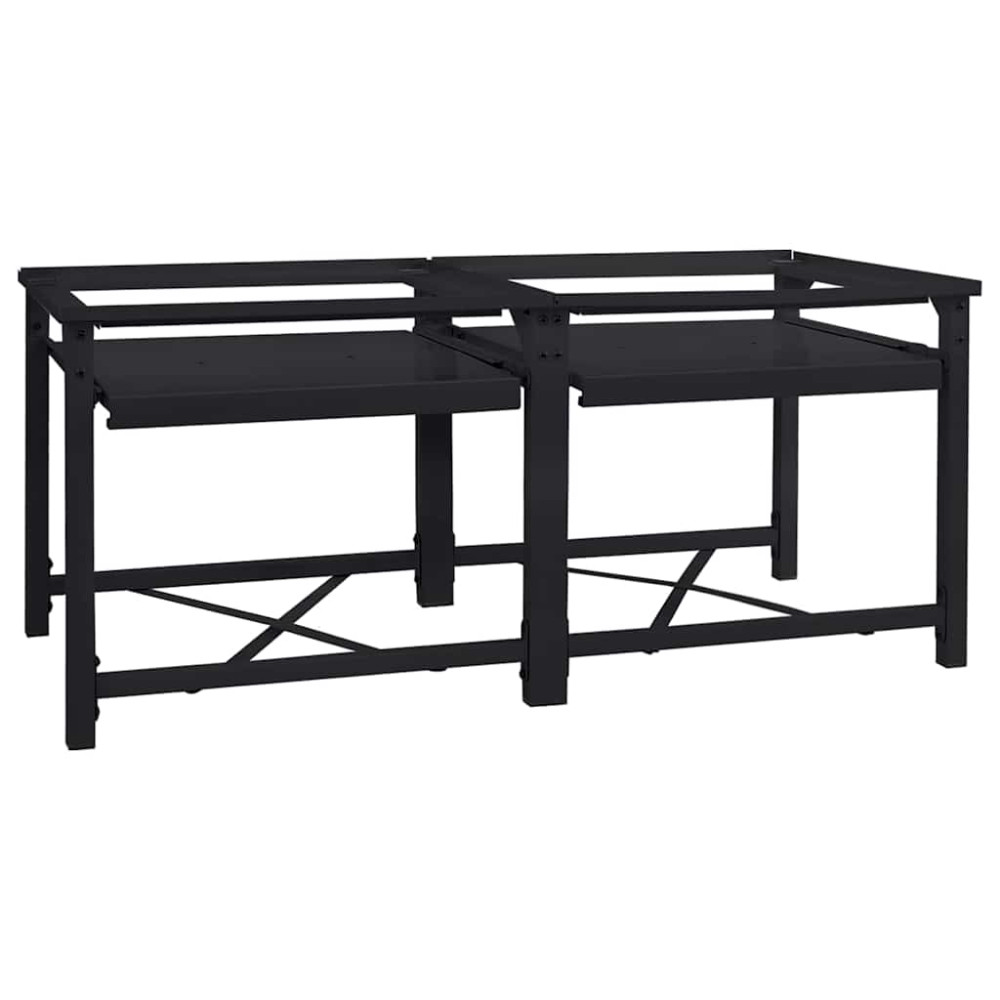 Produktbild för Tvättmaskin Pedestal 2 pcs Svart 120 x 56 x 52 cm Stål