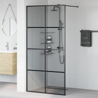 Produktbild för Walk-in Duschvägg Svart 100 x 195 cm härdat glas