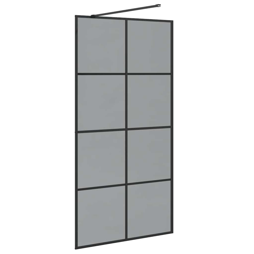 Produktbild för Walk-in Duschvägg Svart 100 x 195 cm härdat glas